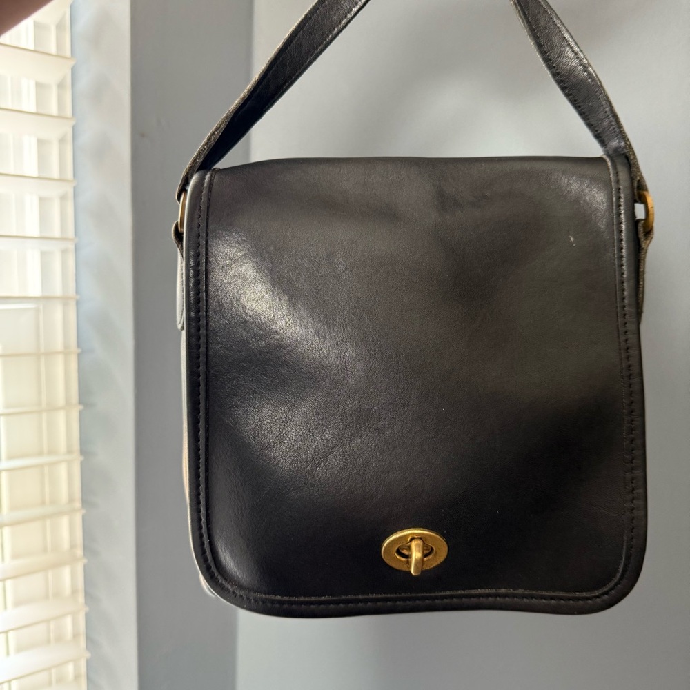‼️SOLDVintage Coach Black Leather Men's Bag